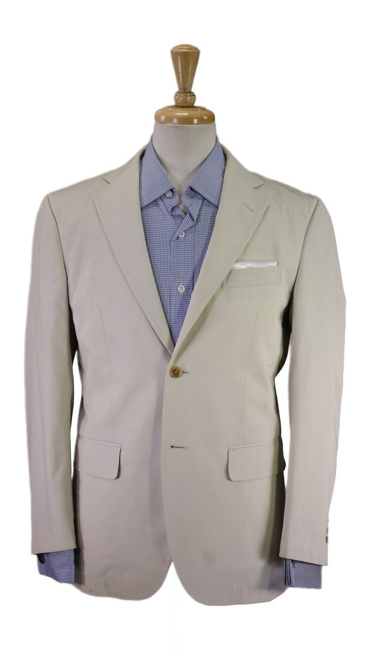 Paul Stuart Khaki Tan Cotton 2-Btn Blazer Jacket 38S